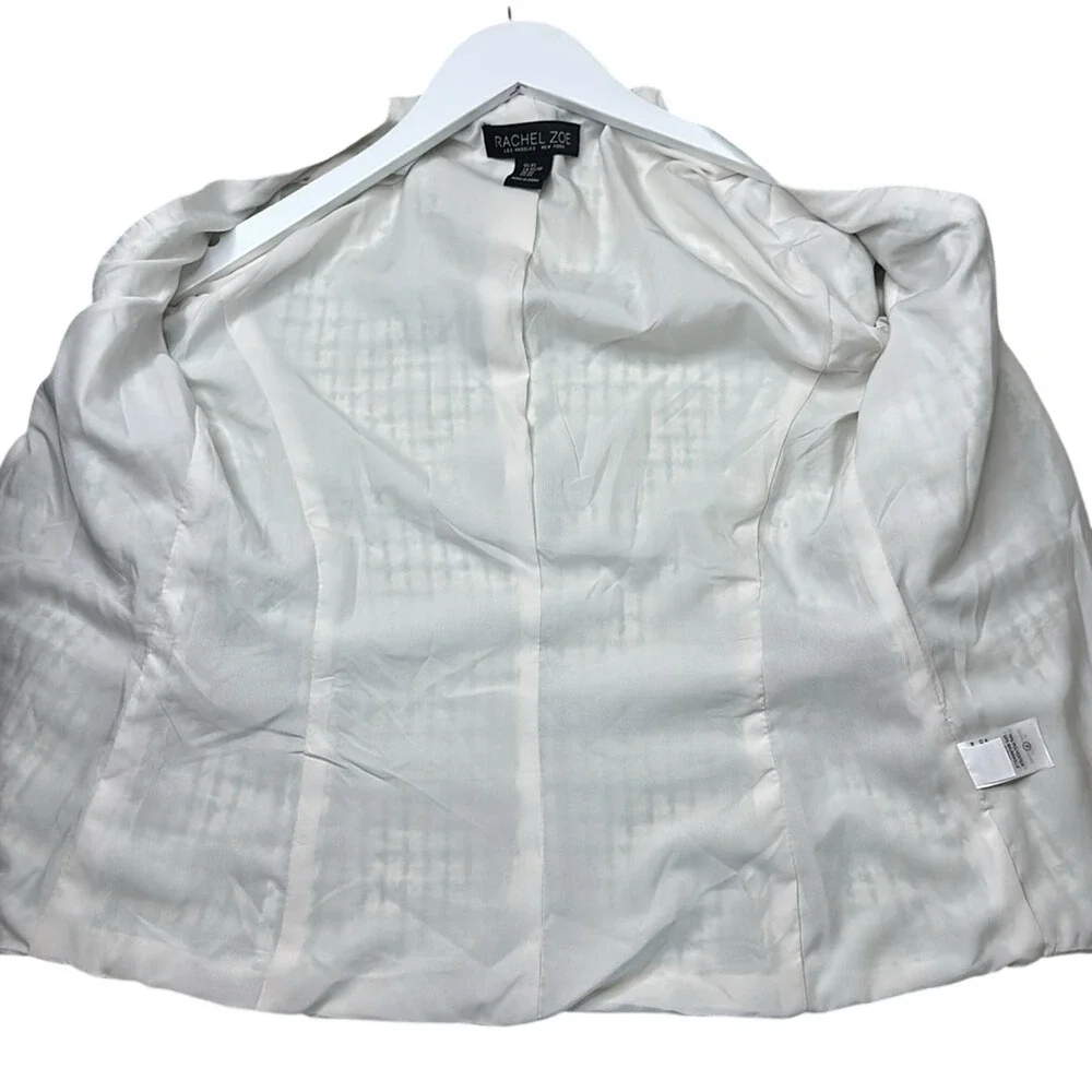 Rachel Zoe Green White Tweed Notch Collar Double Breasted Blazer Jacket Size XS - Picture 9 of 13